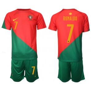 Portugal Cristiano Ronaldo #7 Hemmaställ Barn VM 2022 Kortärmad (+ Korta byxor)